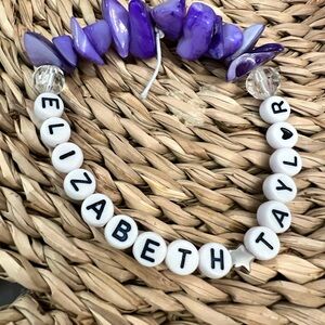 Taylor Swift Elizabeth Taylor Purple and White Beaded Bracelet